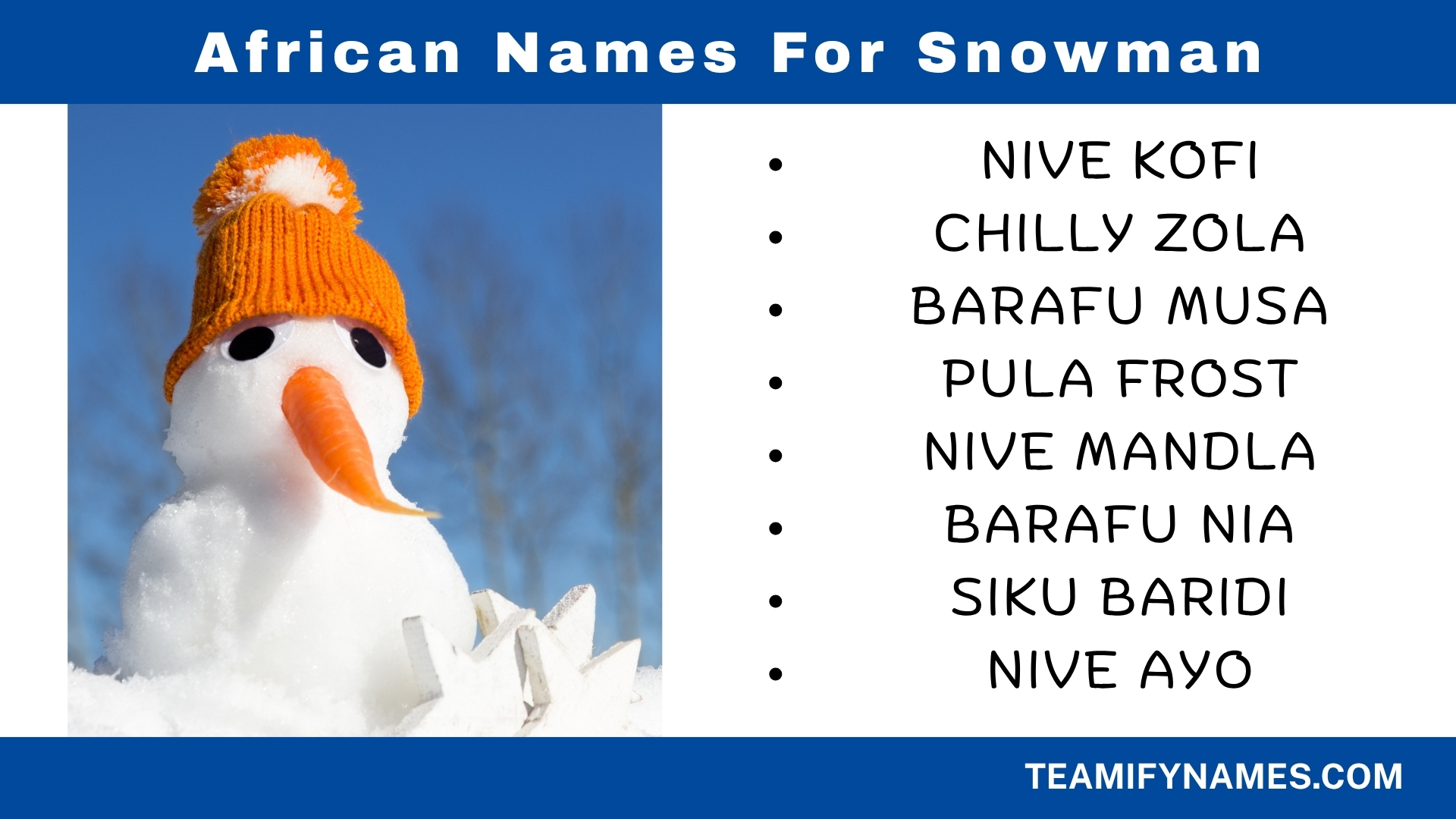 African Names For Snowman