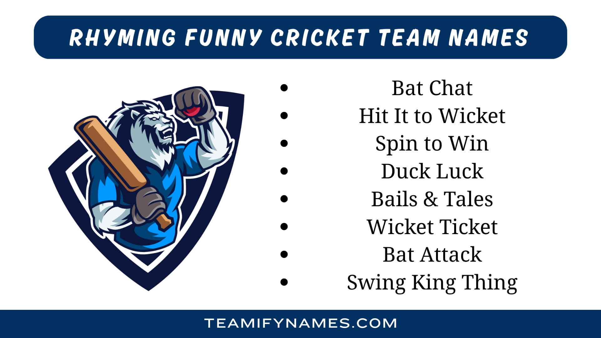 Rhyming Funny Cricket Team Names
