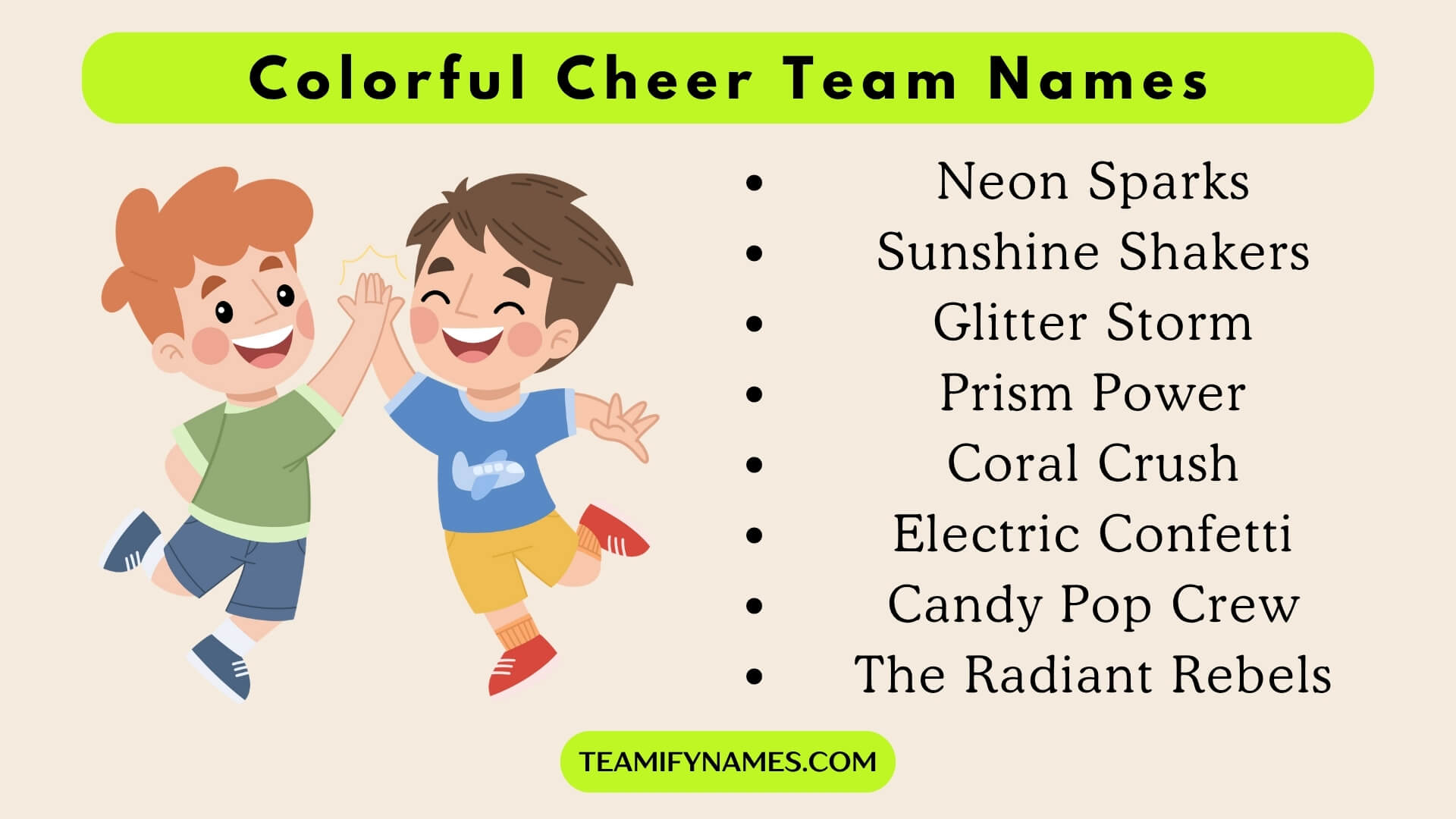 Colorful Cheer Team Names