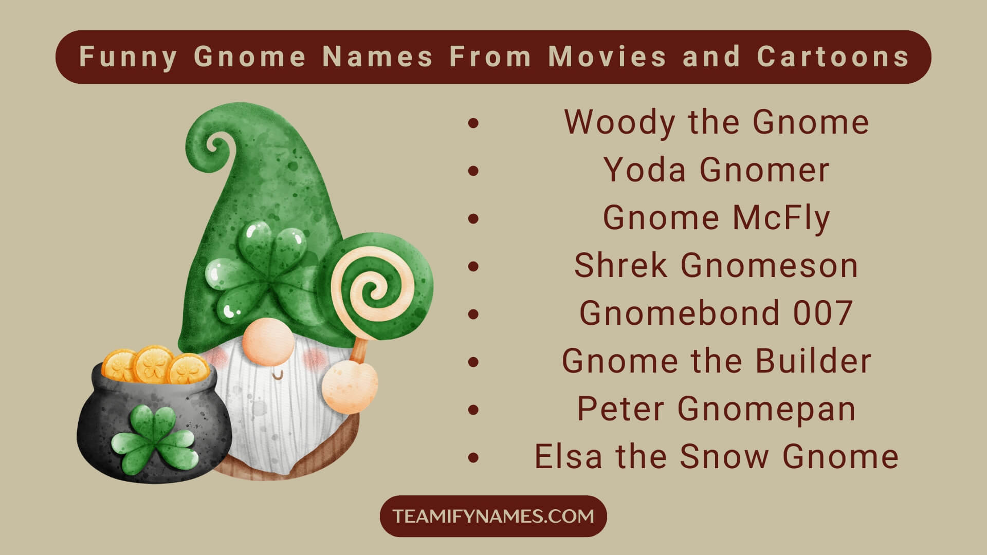 Funny Gnome Names From Movies and Cartoons
