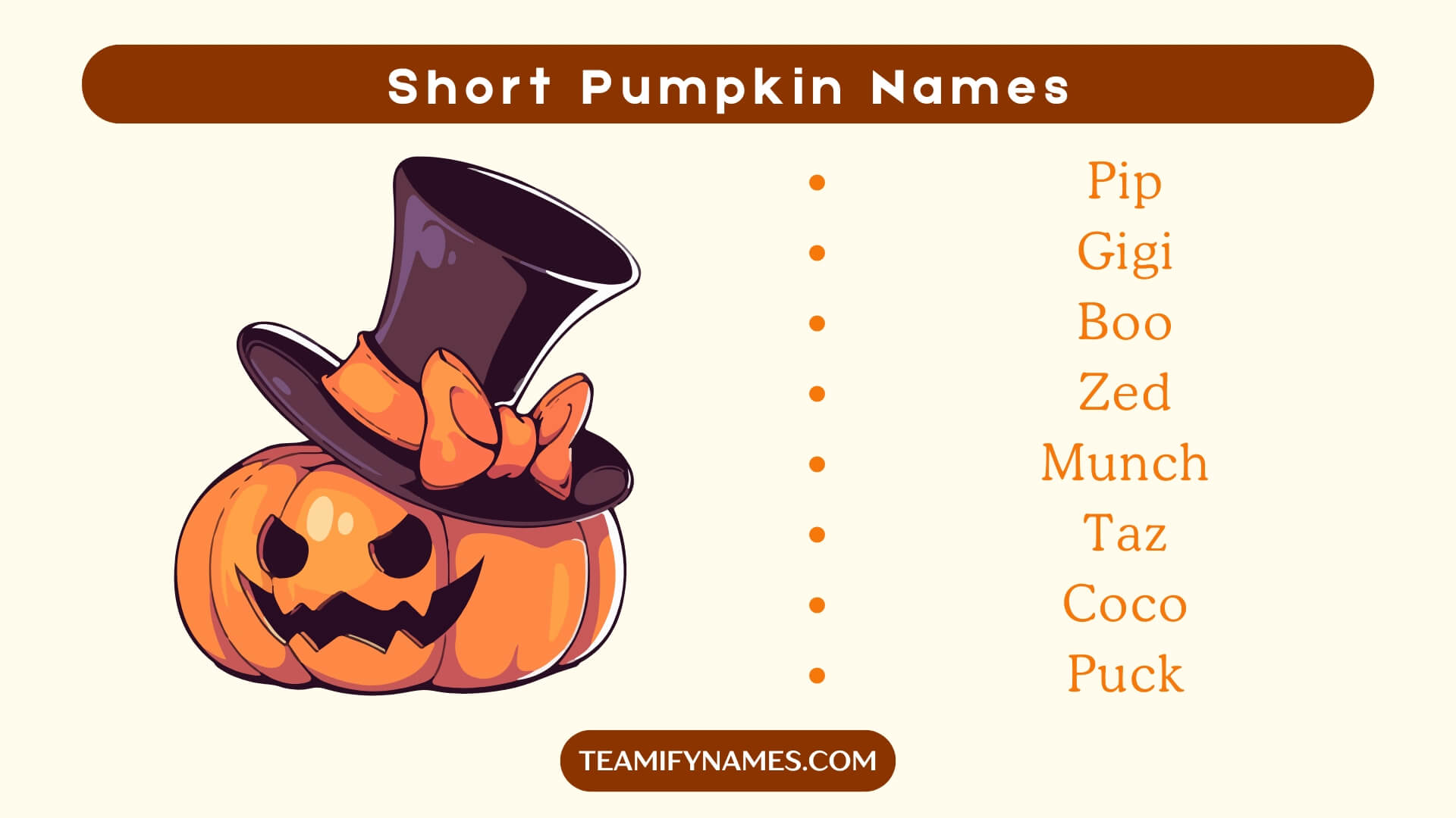 Short Pumpkin Names